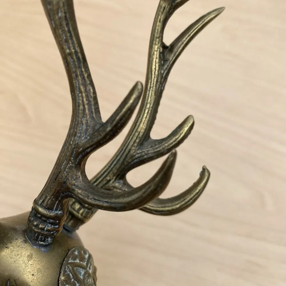 Vintage Solid Brass Metal Decorative Sarreid Deer Animal Statue Artwork Art